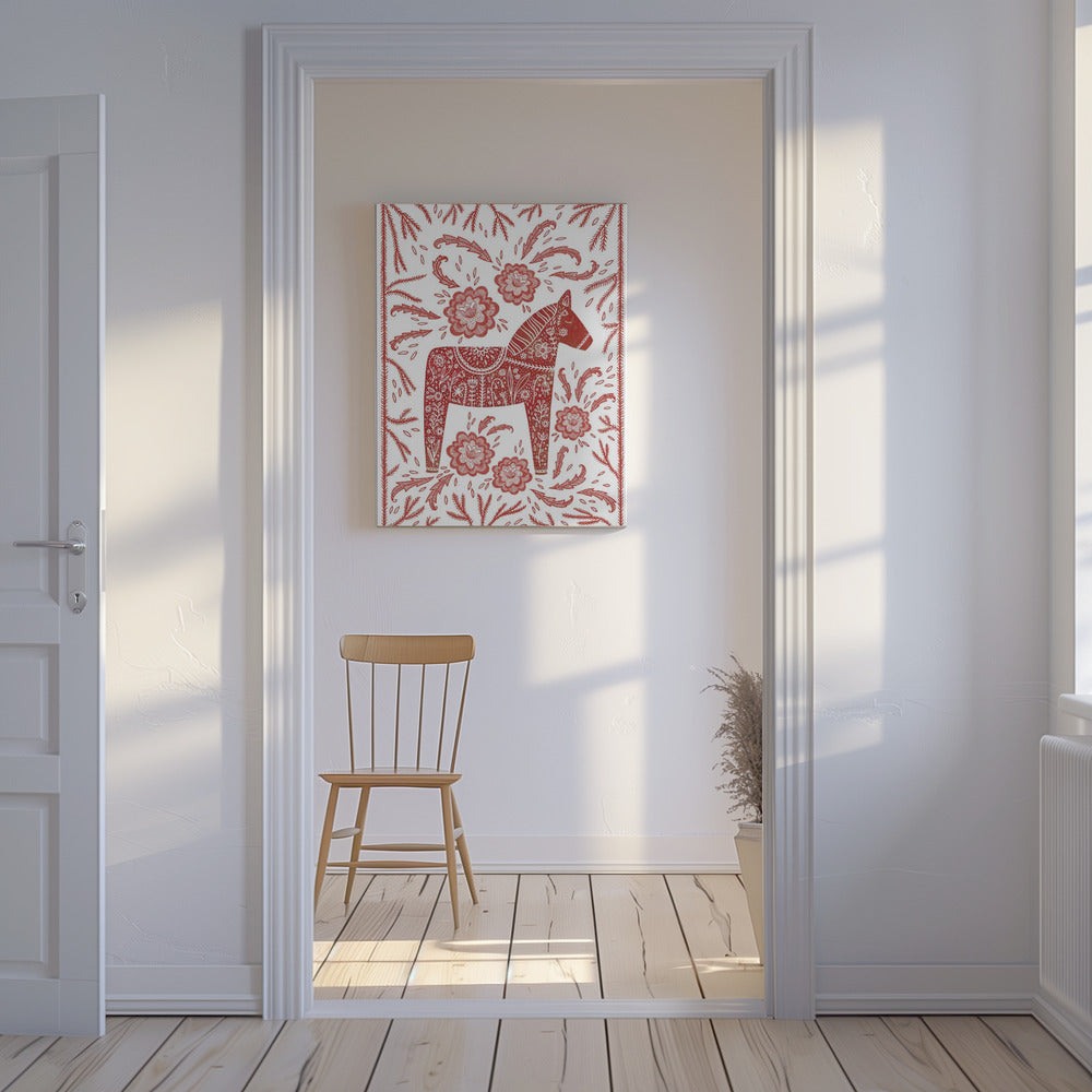 Swedish Dala Horse Red And White | Canvas