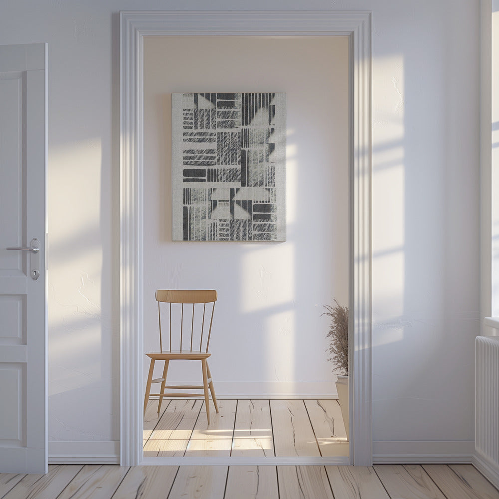 Geometric Patterns With Textured Monochrome Lines | Canvas