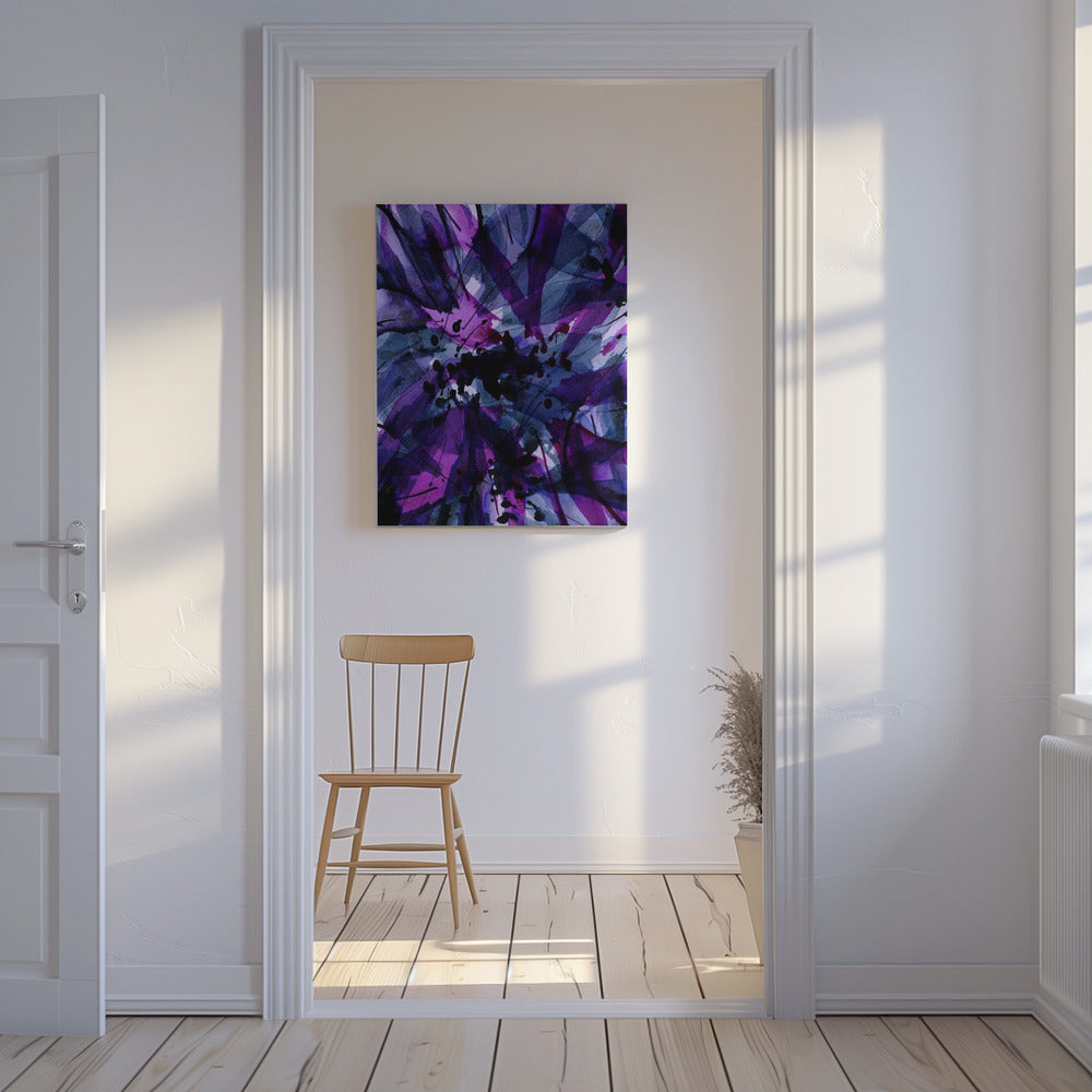 Dynamic Purple And Black Brushstrokes | Canvas
