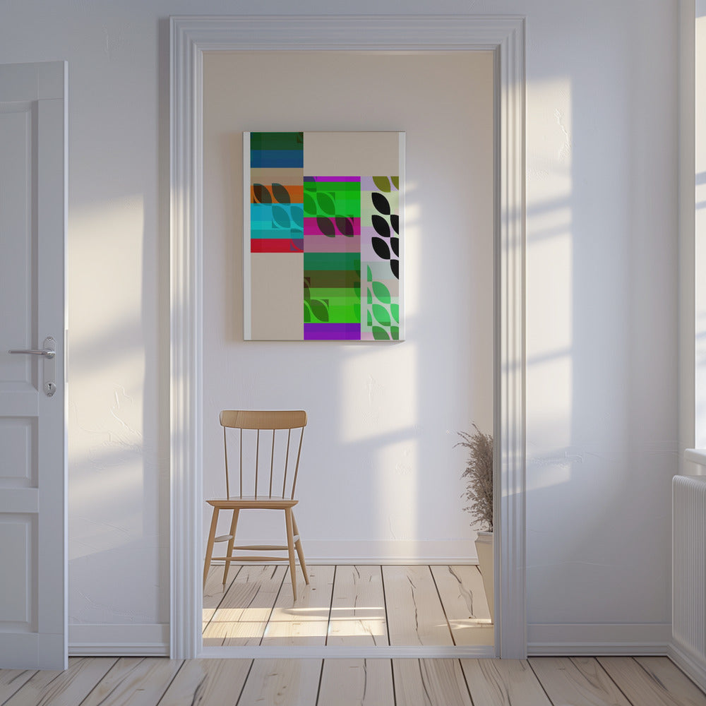 Vibrant Geometric Shapes And Leaf Patterns | Canvas