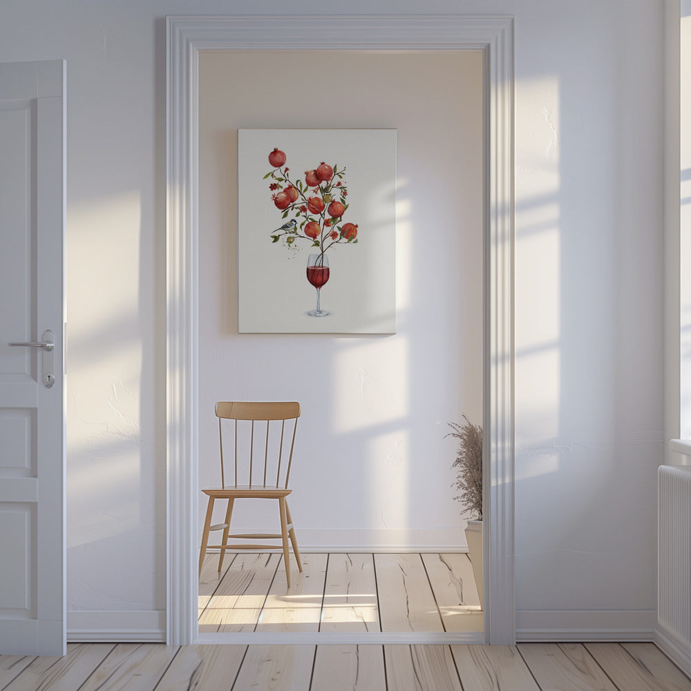 Pomegranate In a Glass of Wine | Canvas