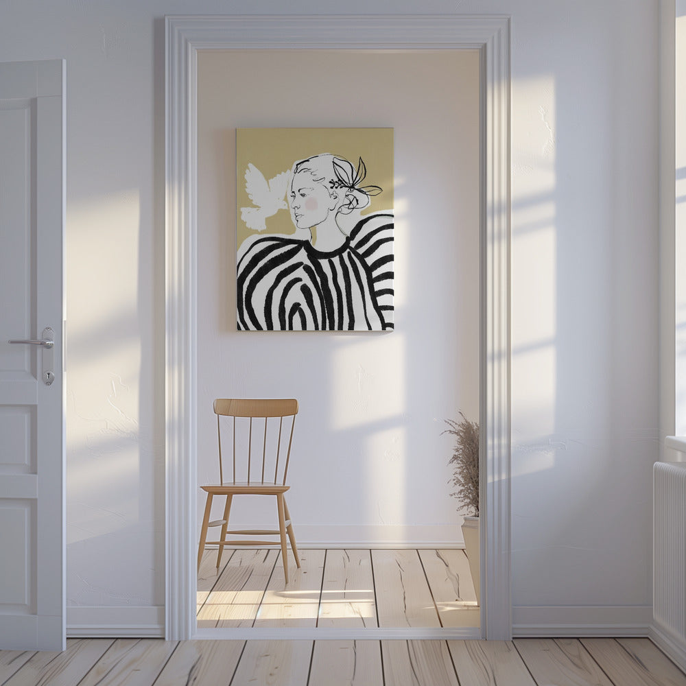 Woman Profile with a Zebra Stripe Pattern | Canvas