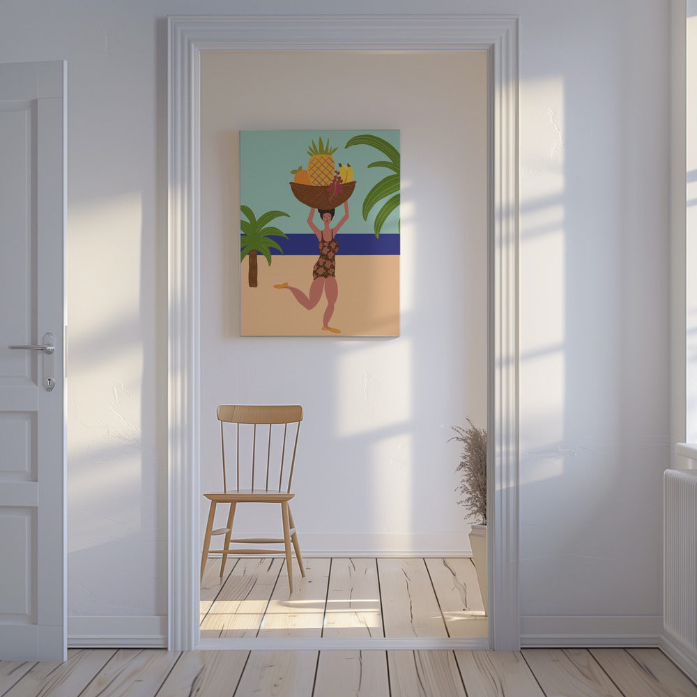 Tropical fruit at the beach | Canvas
