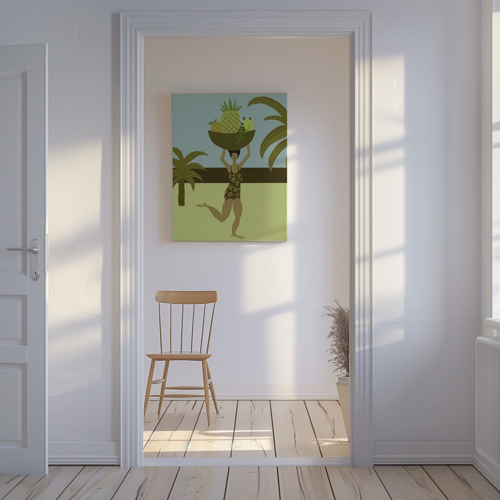 Tropical fruit at the beach | Canvas