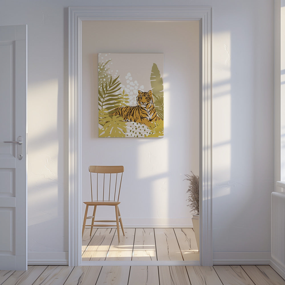 Tiger Laying Down By Cats and Dotz  30 X 42 Inches | Canvas