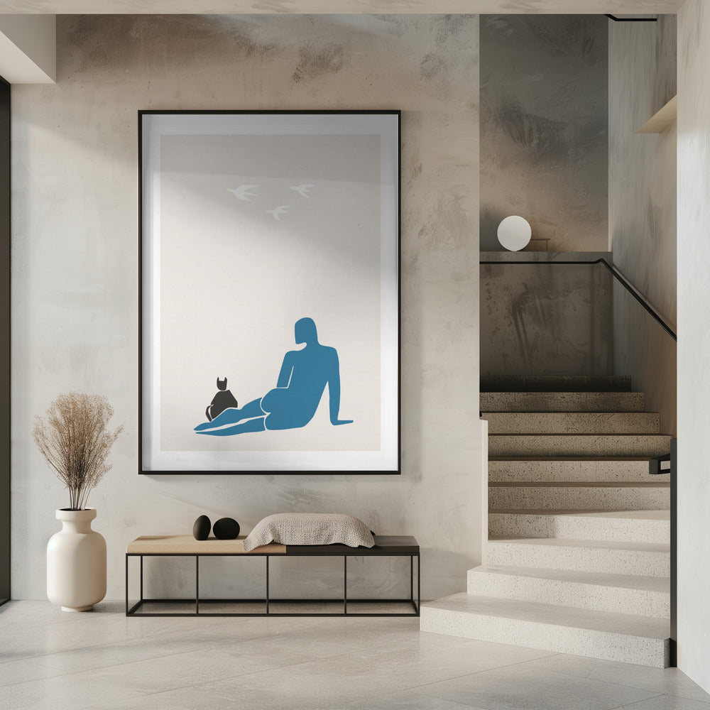 Woman and Cat | Poster