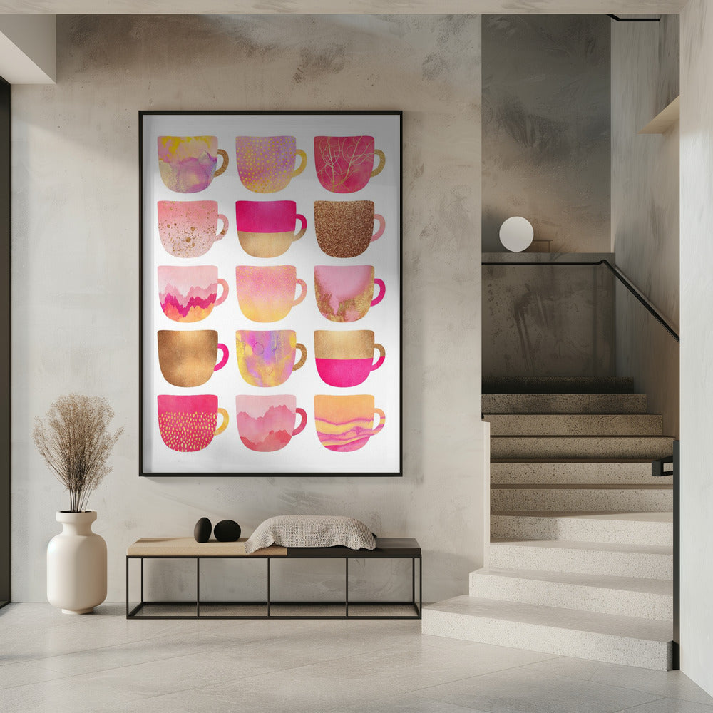 Pretty Pink Coffee Cups | Poster