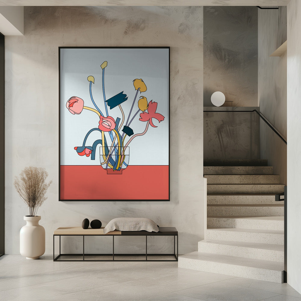 Flowers in a glass vase | Poster