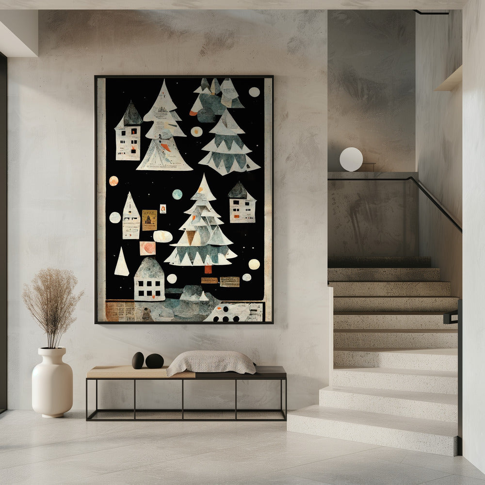 A Paper Village At Night | Poster