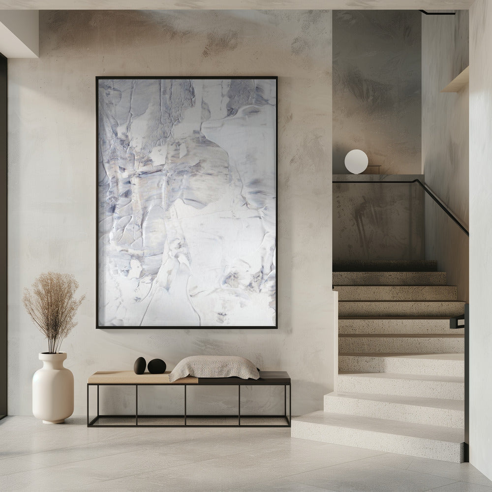 White and Gray Brushstrokes | Poster