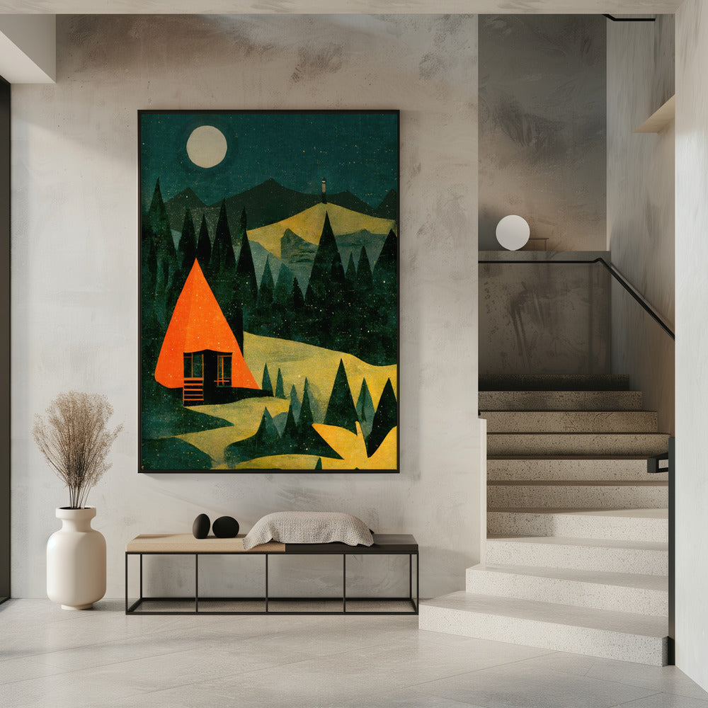 Moonlit Cabin Dream | Poster