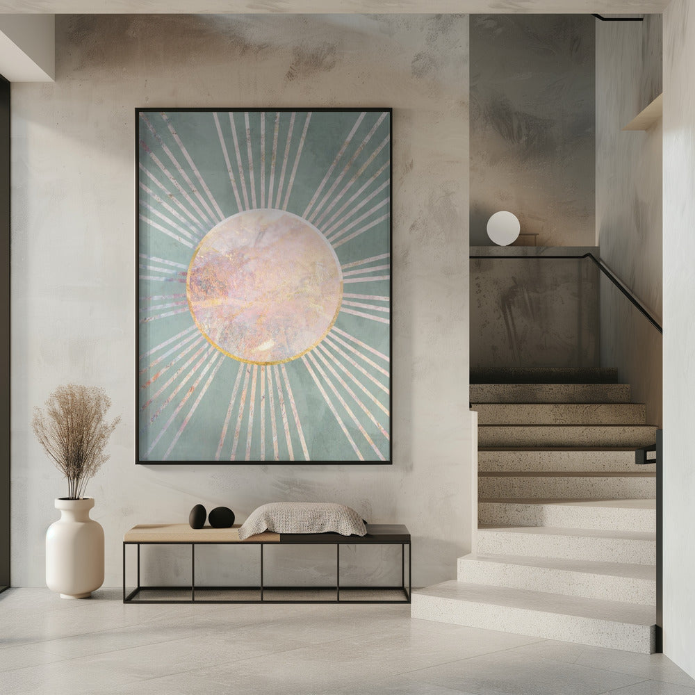Sage Green Boho Sun Rays | Poster