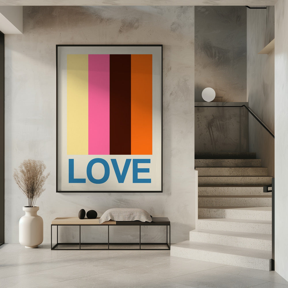 Retro Stripe LOVE Summer Fruits | Poster