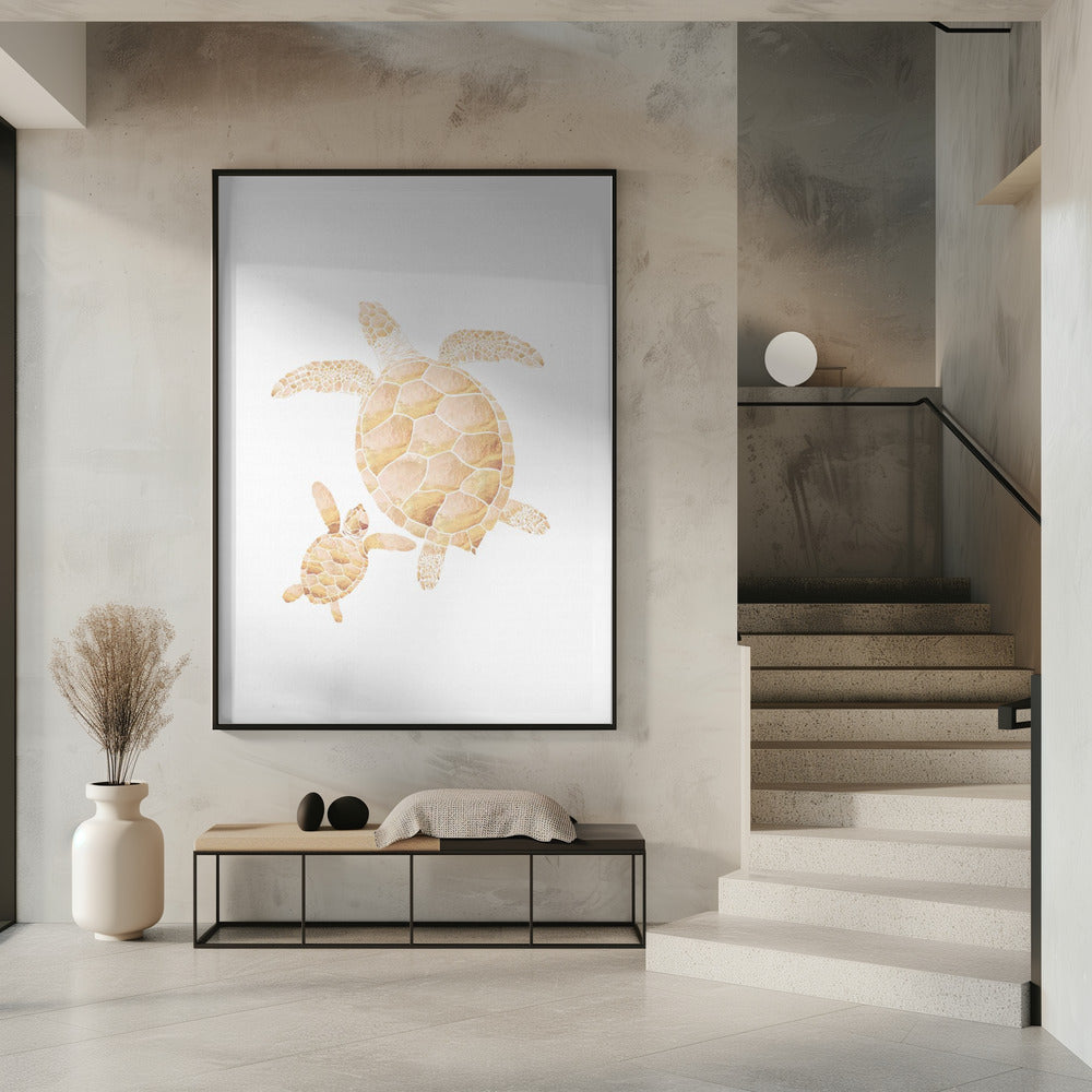 Gold white turtles | Poster