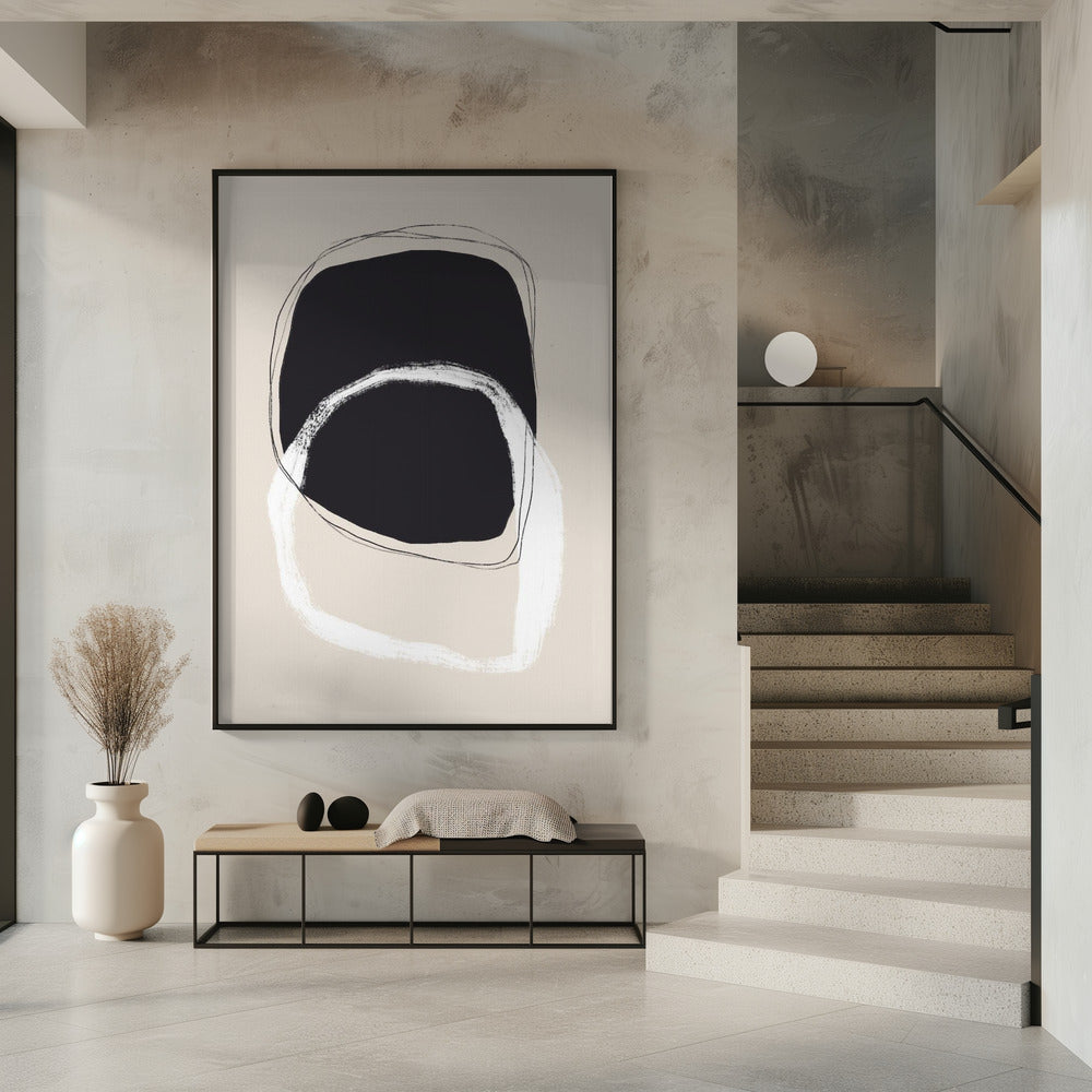 Black And White Shapes With Fluid Lines | Poster