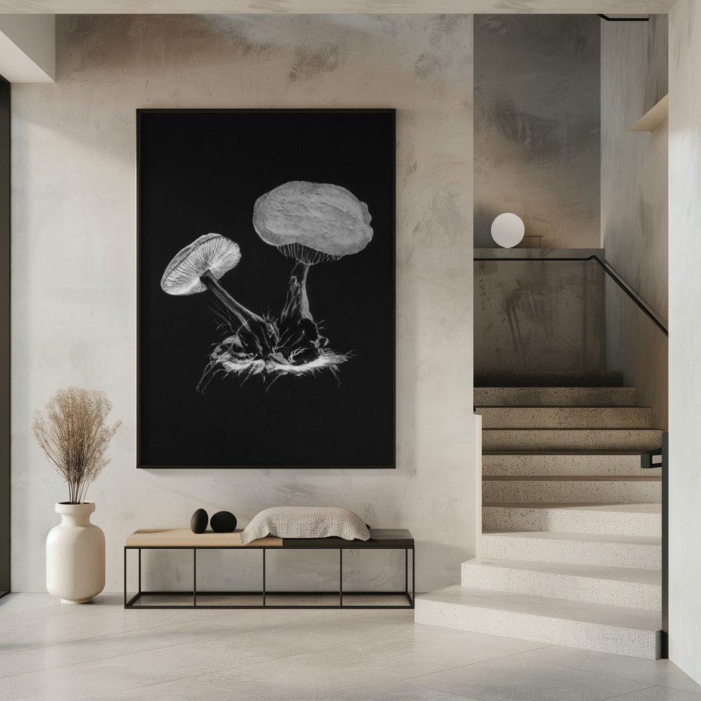 Vintage Violet Webcap Mushroom Dark BW | Poster
