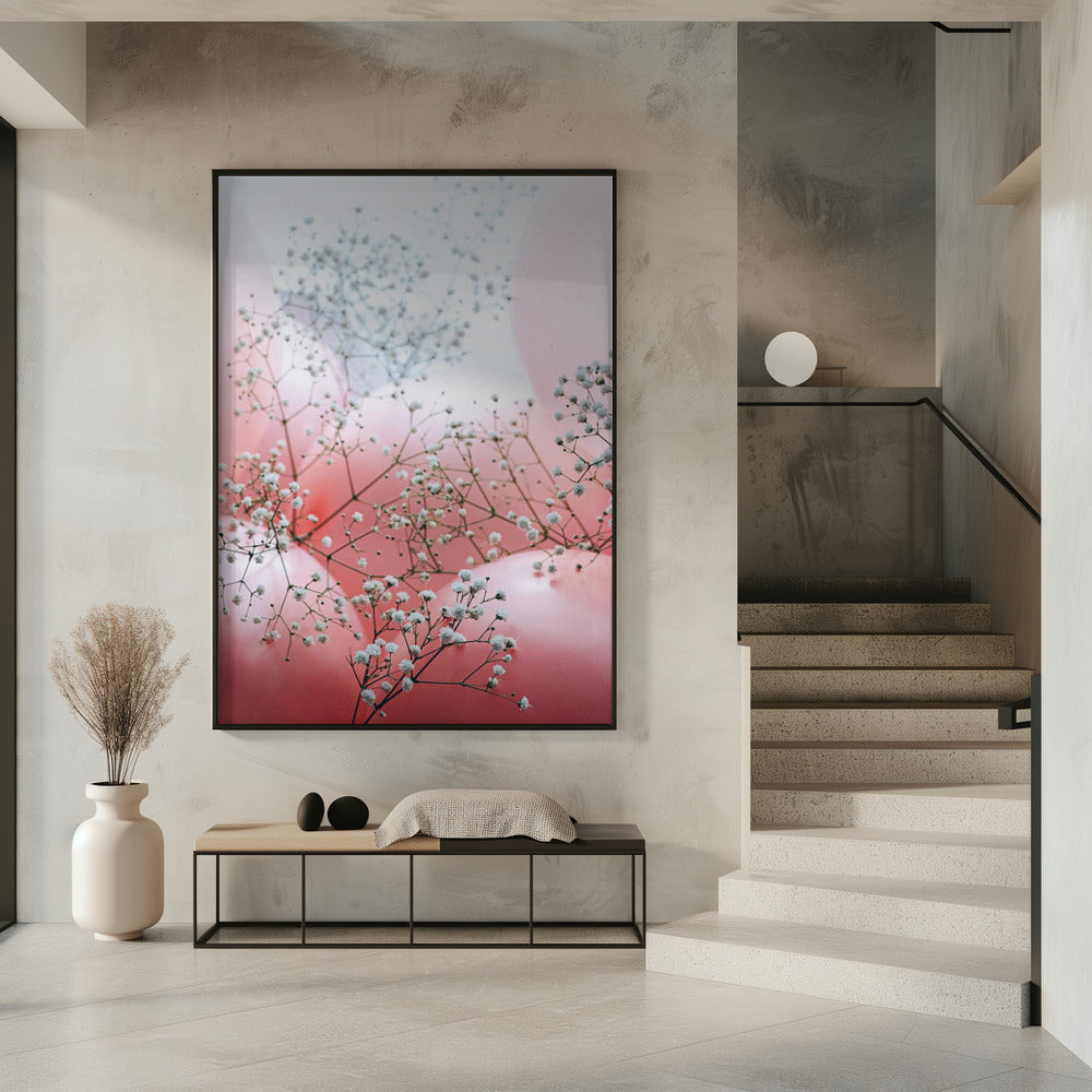 Delicate Blooms and Pink Balloons | Poster