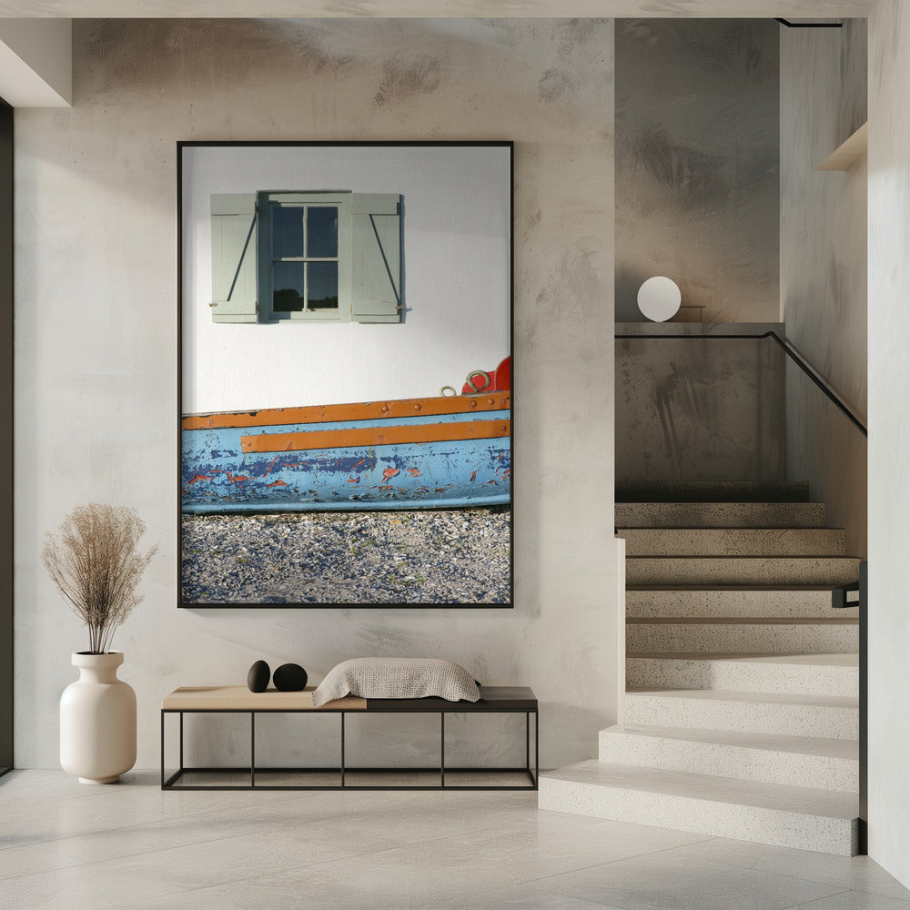 Pastel Hued Window With Shutters | Poster