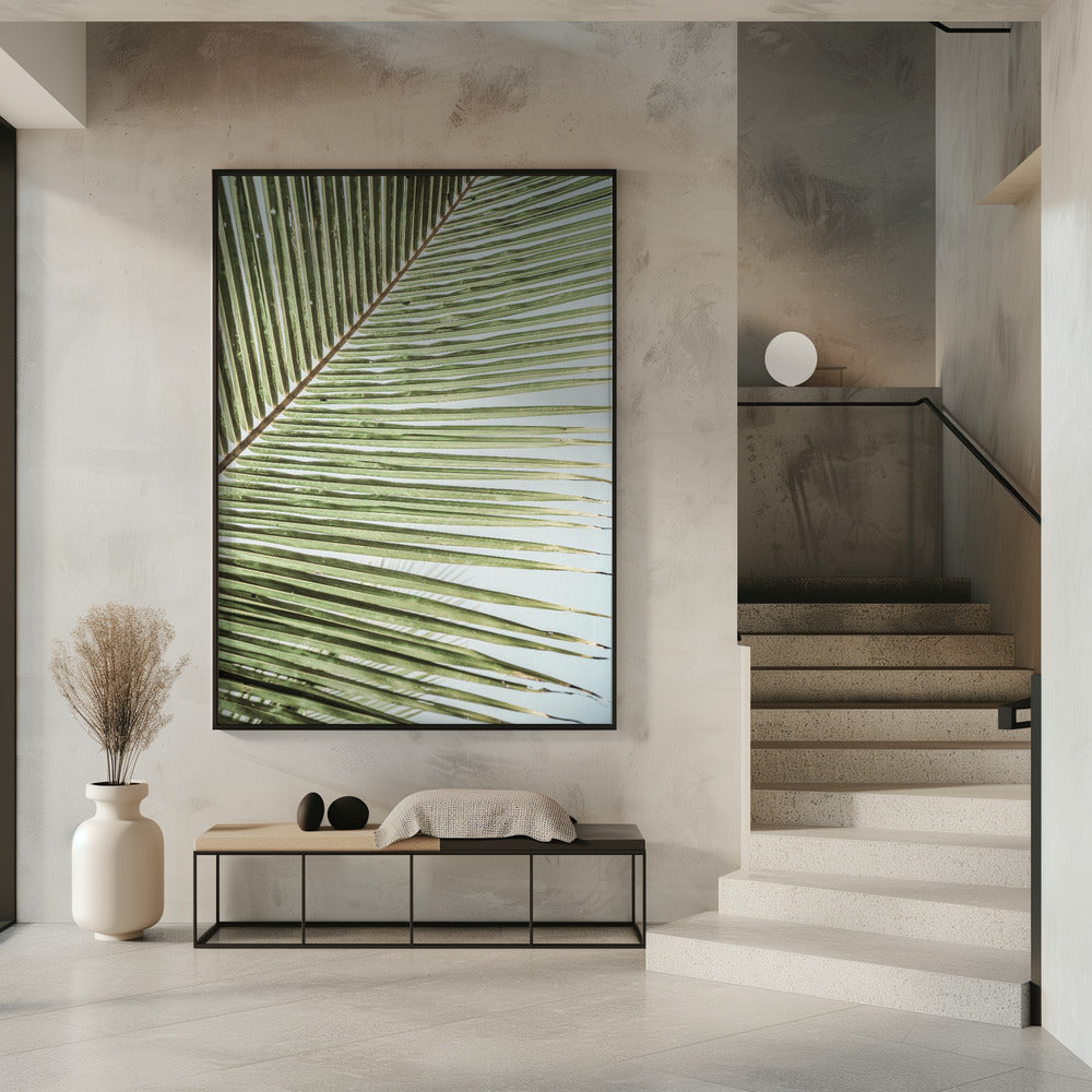 Intricate Pattern Of A Green Palm Leaf | Poster