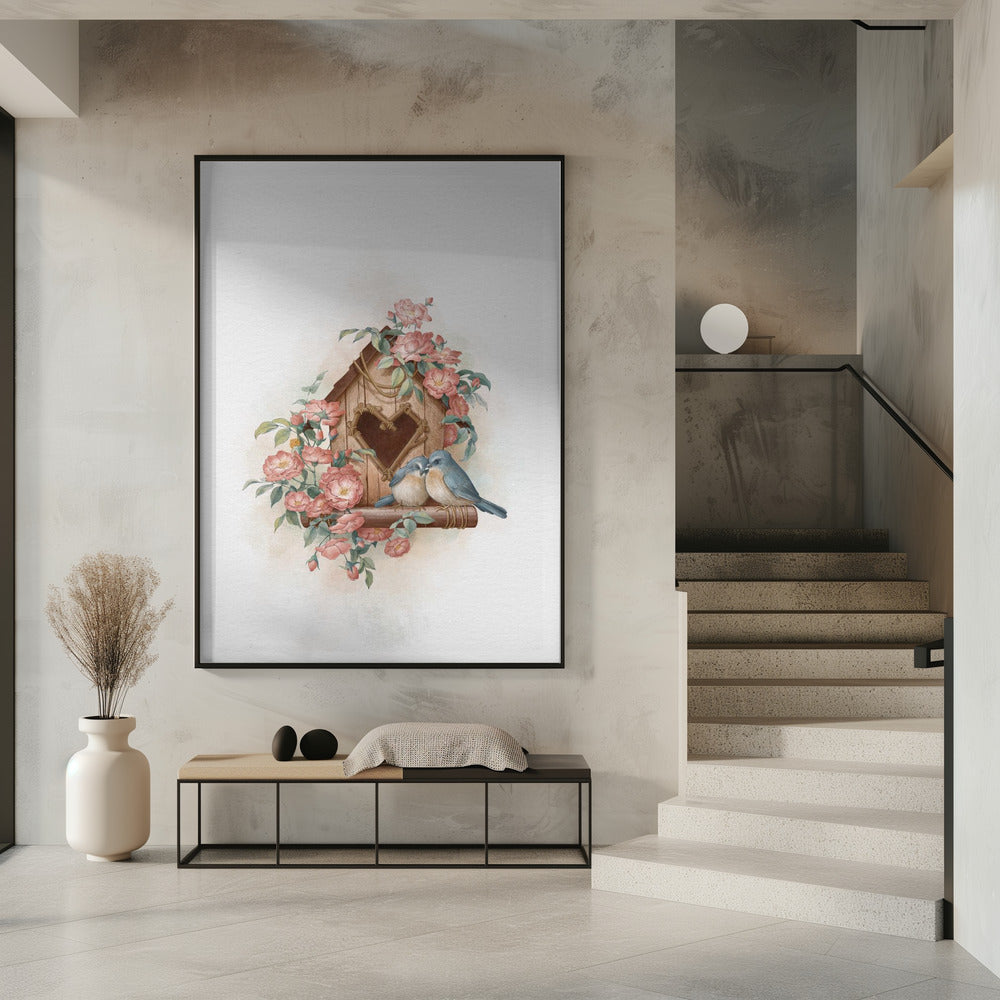 Bird House and rose | Poster