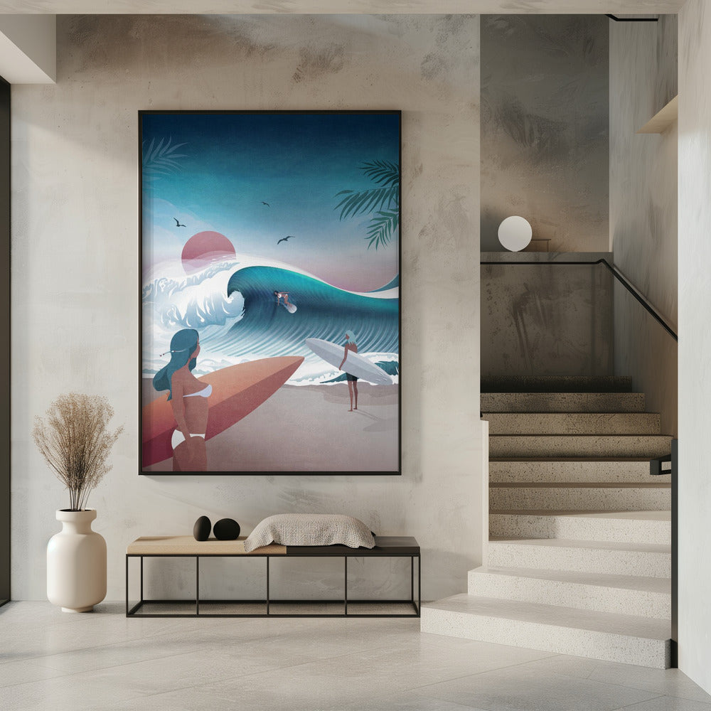 Sunset Surfing Scene | Poster