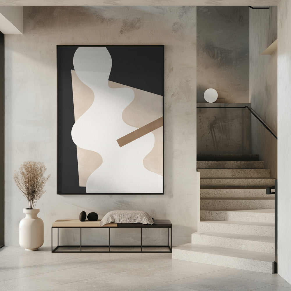Beige Graphic Curves Art | Poster