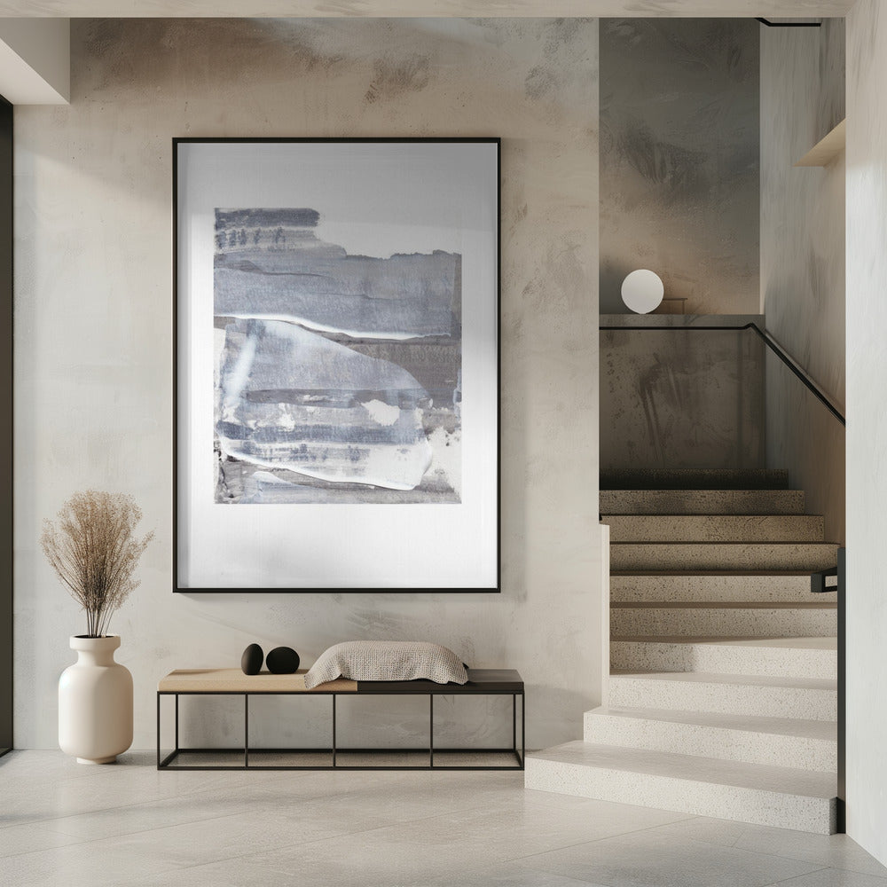 Gray and White Brushstrokes | Poster