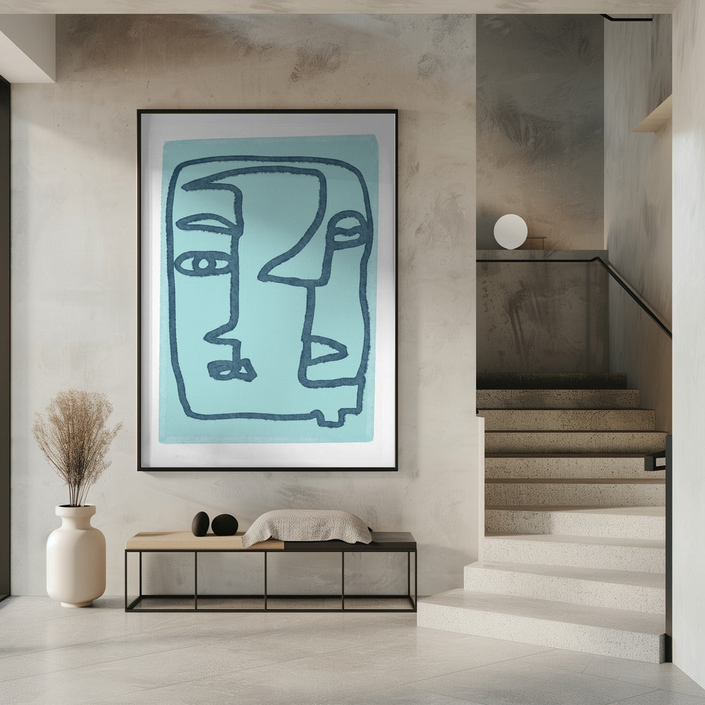 Blue Abstract Faces | Poster