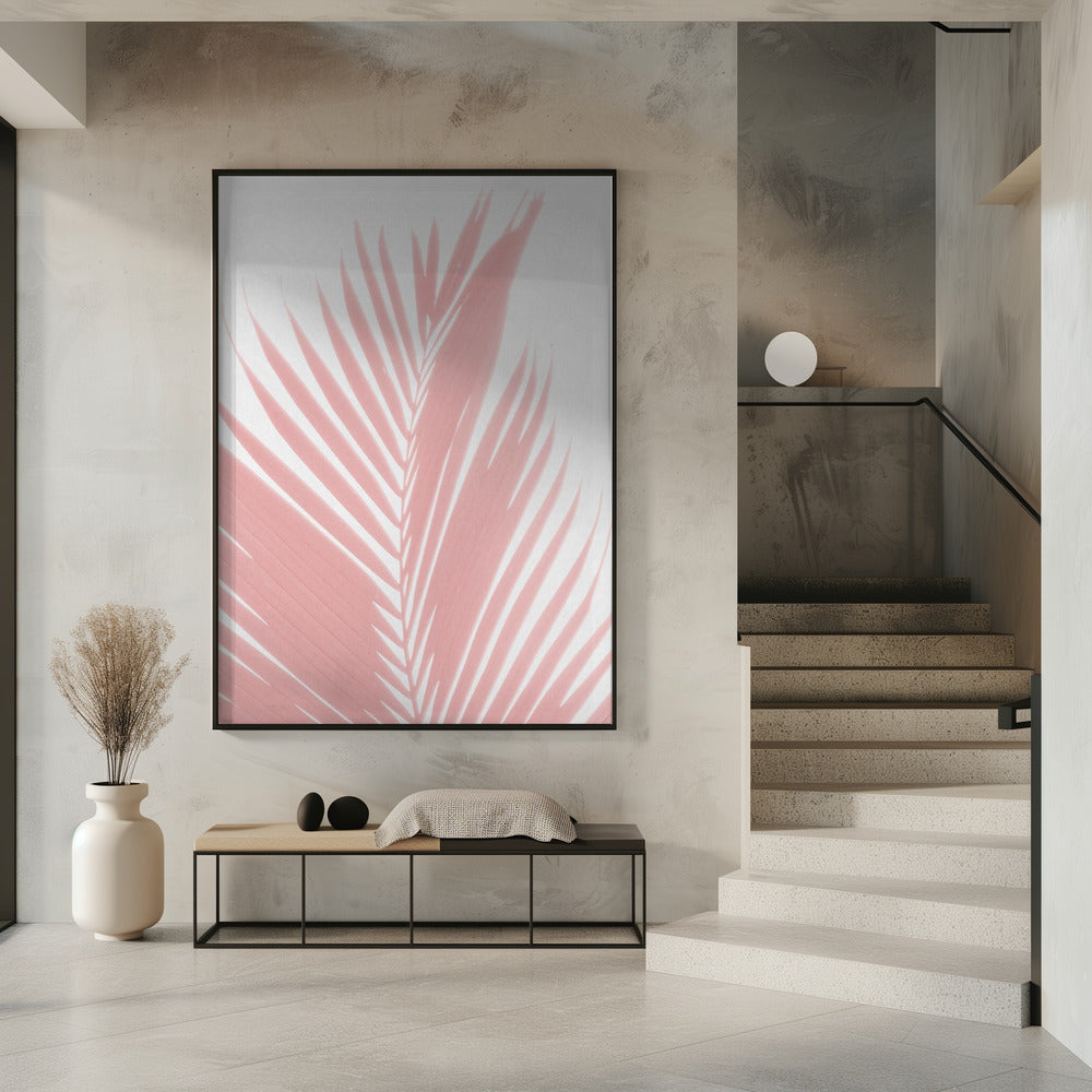 Pink Palm Leaves Silhouette | Poster