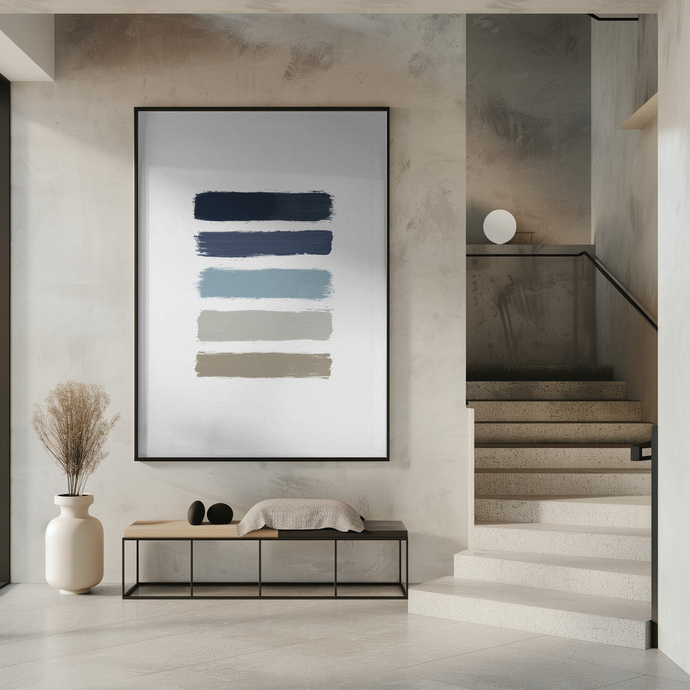 Blue & Taupe Stripes | Poster