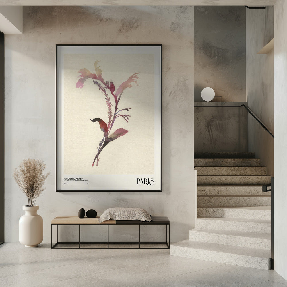 Watercolor print collection. Flower market - Paris | Poster
