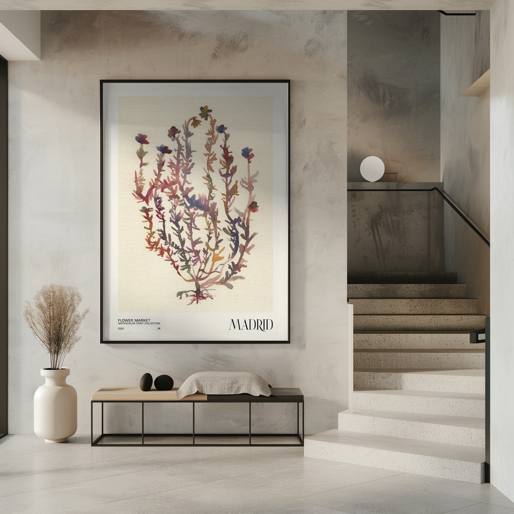 Watercolor print collection. Flower market - Madrid | Poster
