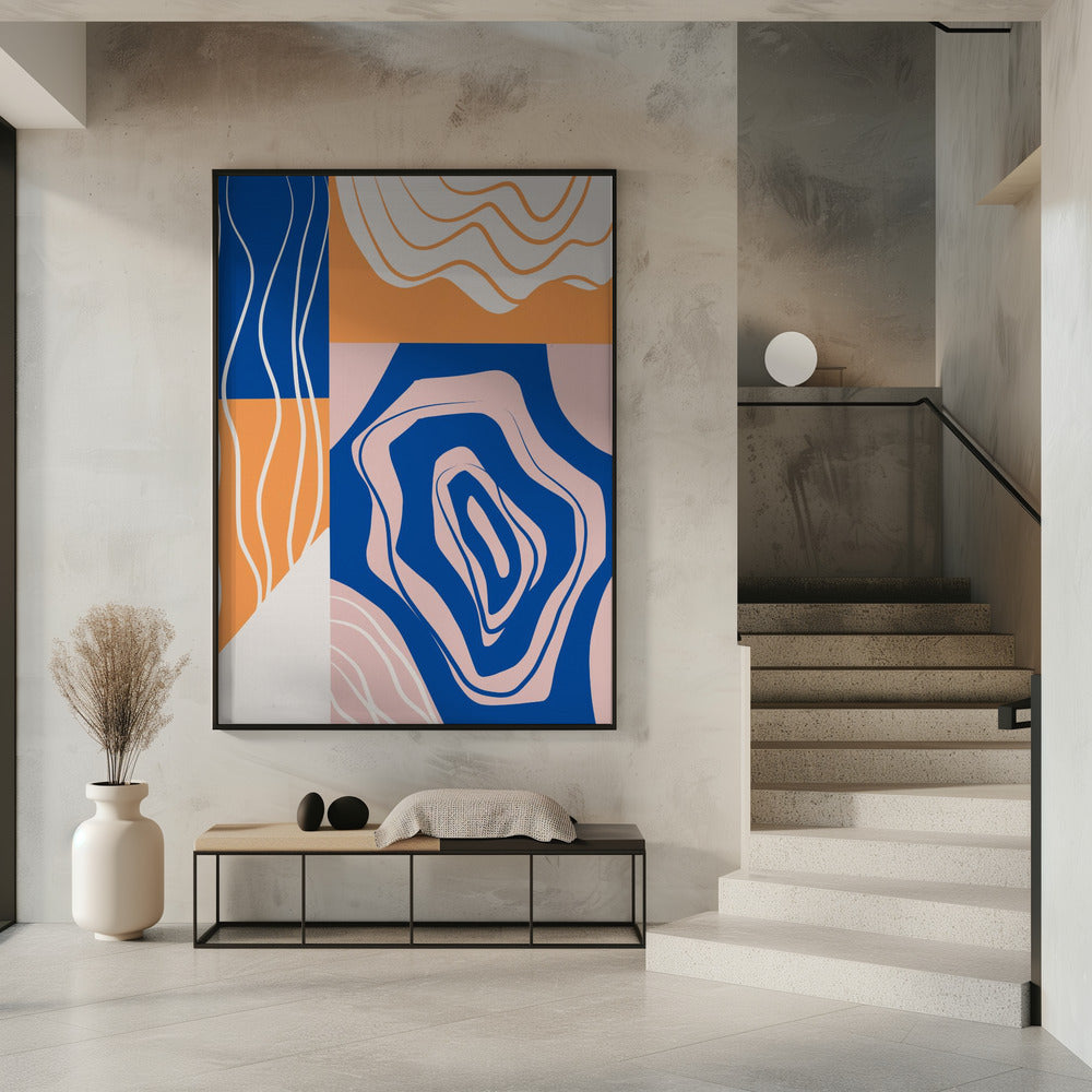 Abstract Collage In Blue and Orange | Poster