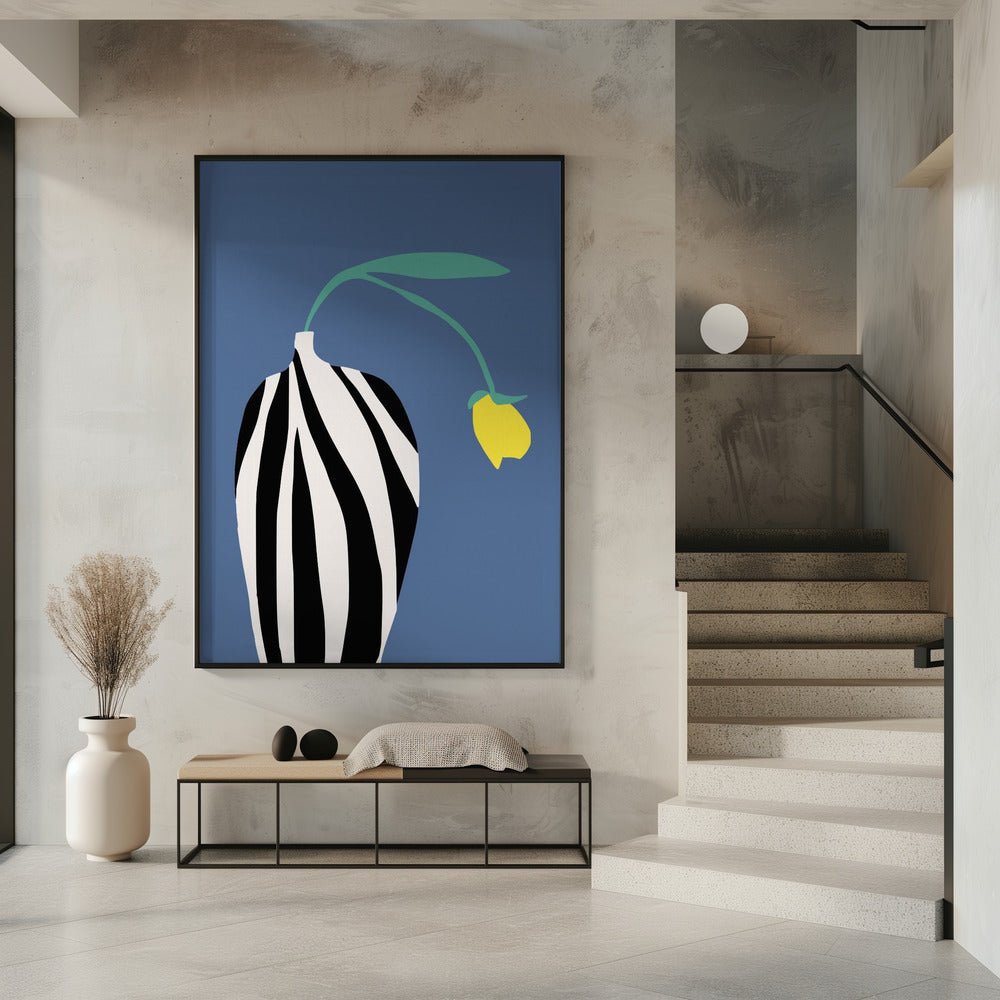 Tulip In Zebra Striped Vase | Poster