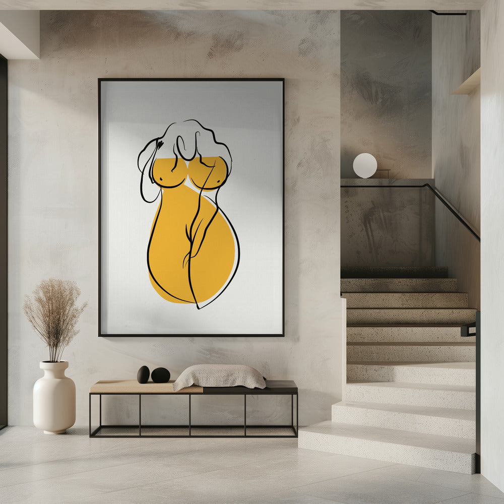 Female Form In Vibrant Yellow | Poster