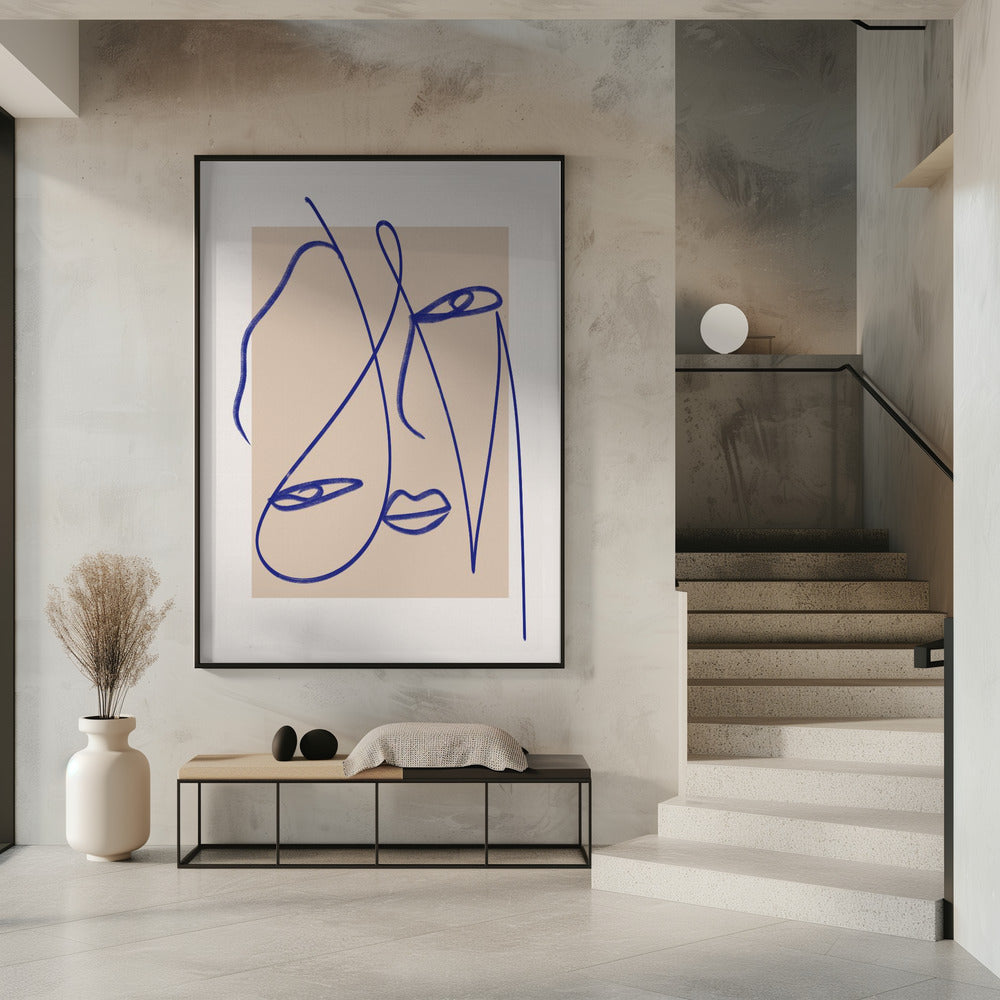 Abstract Blue Line Art | Poster