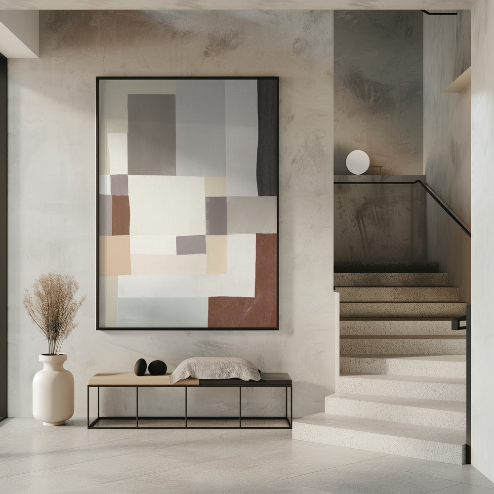 Neutral color geometrical abstract 02 | Poster