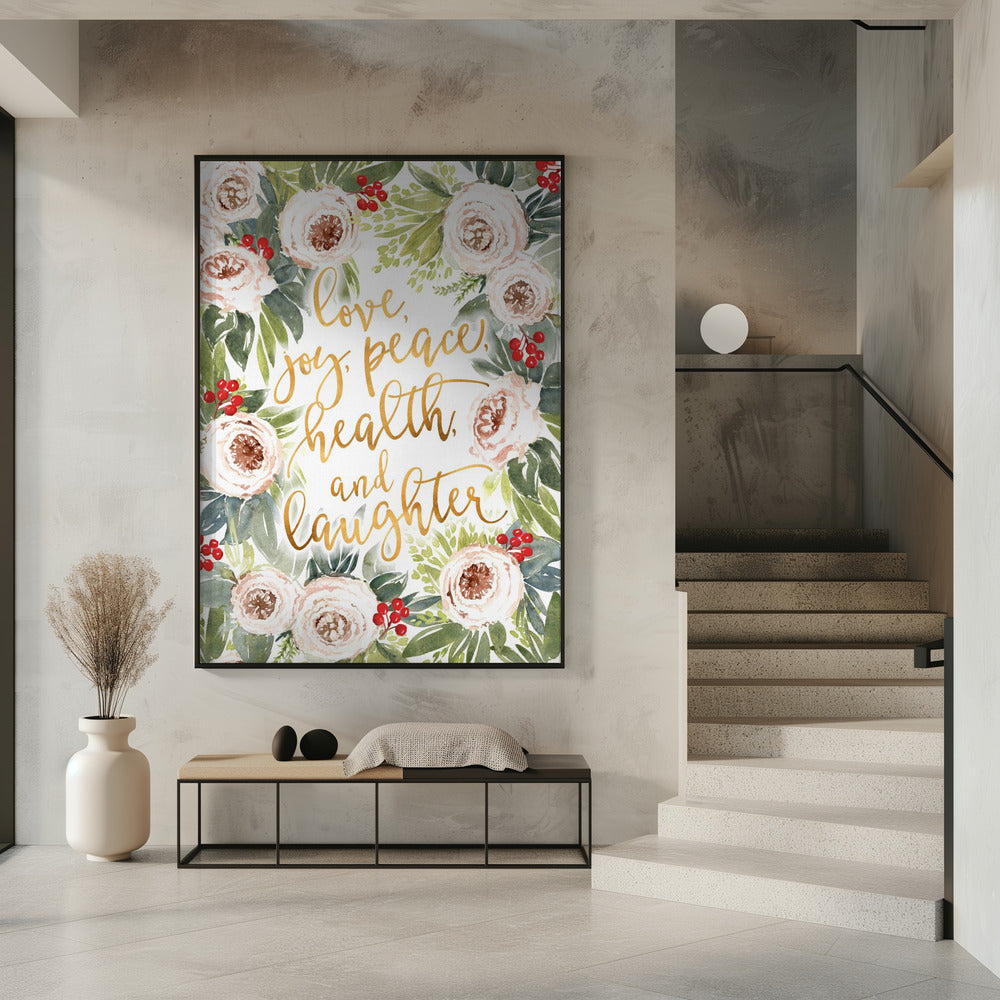 Holiday wishes with roses and berries | Poster