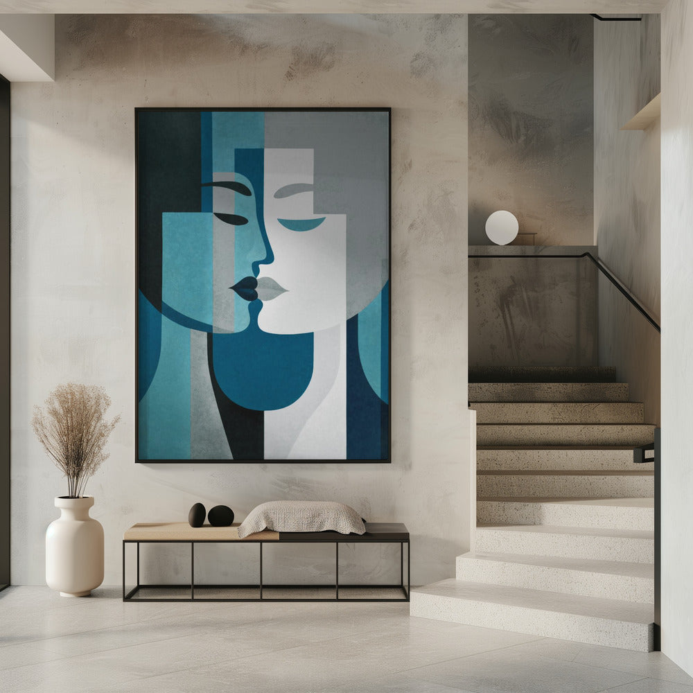 Kiss Me Teal Grey | Poster