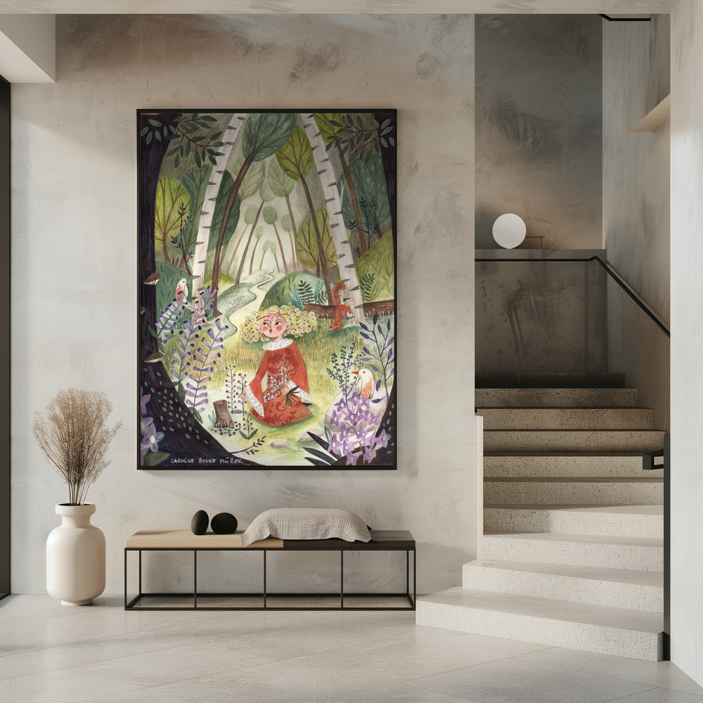 Princess in the forest with flowers | Poster