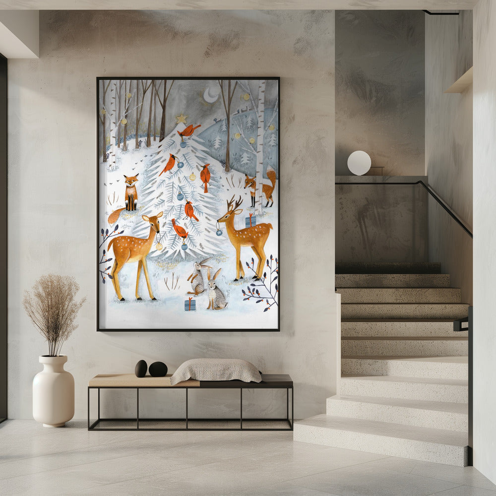 Christmas in the winter animal forest | Poster