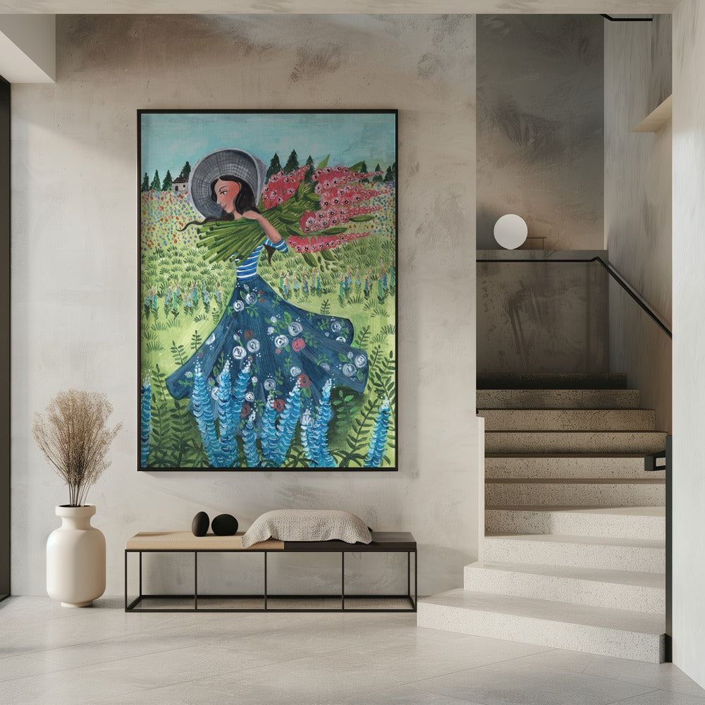 Walking with fieldflowers | Poster