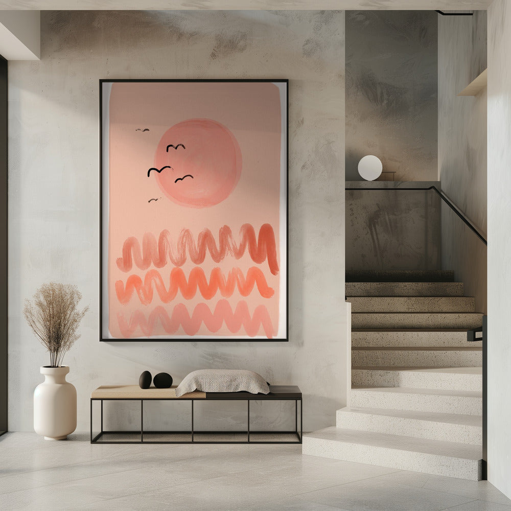 Peachy Sky Waves | Poster