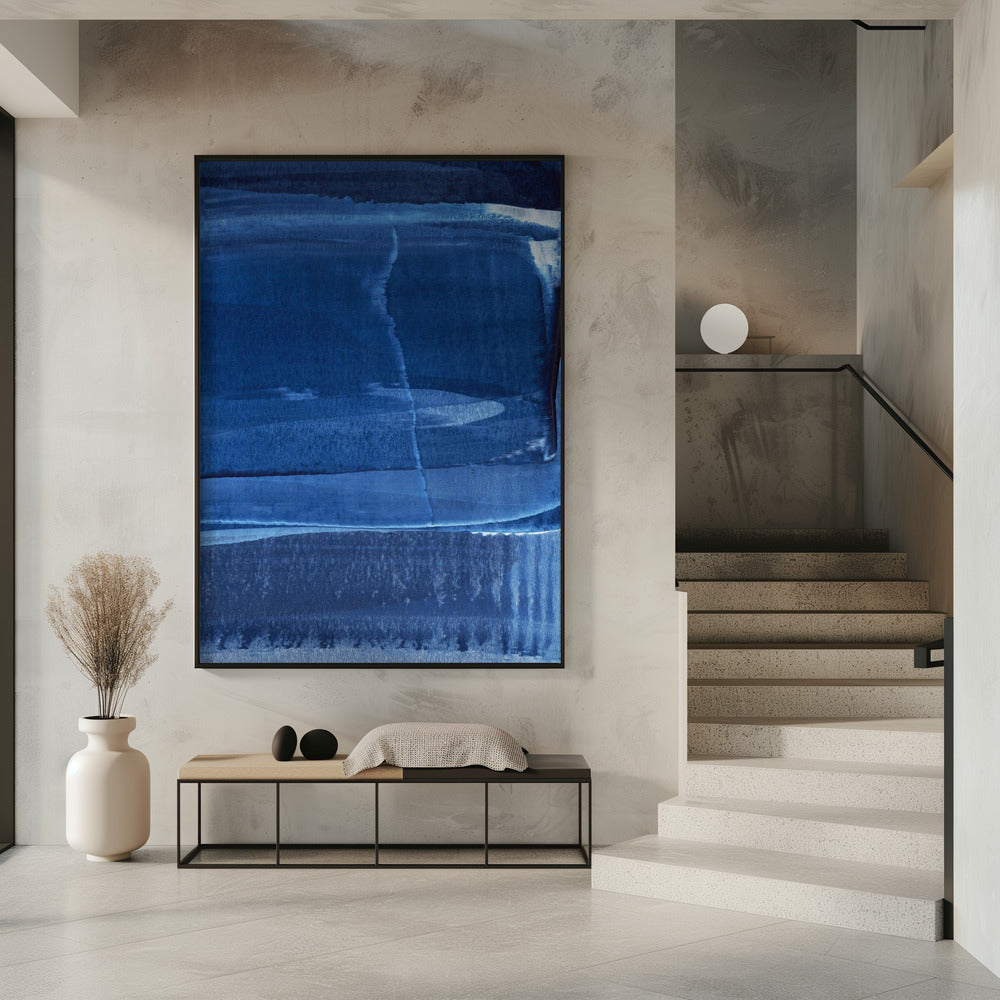 Blue Texture Flowing Vertical Lines | Poster