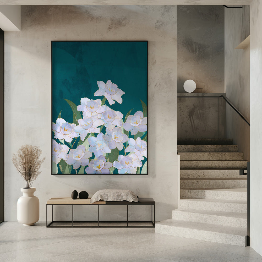 Narcissuss Flowers Turquouise | Poster