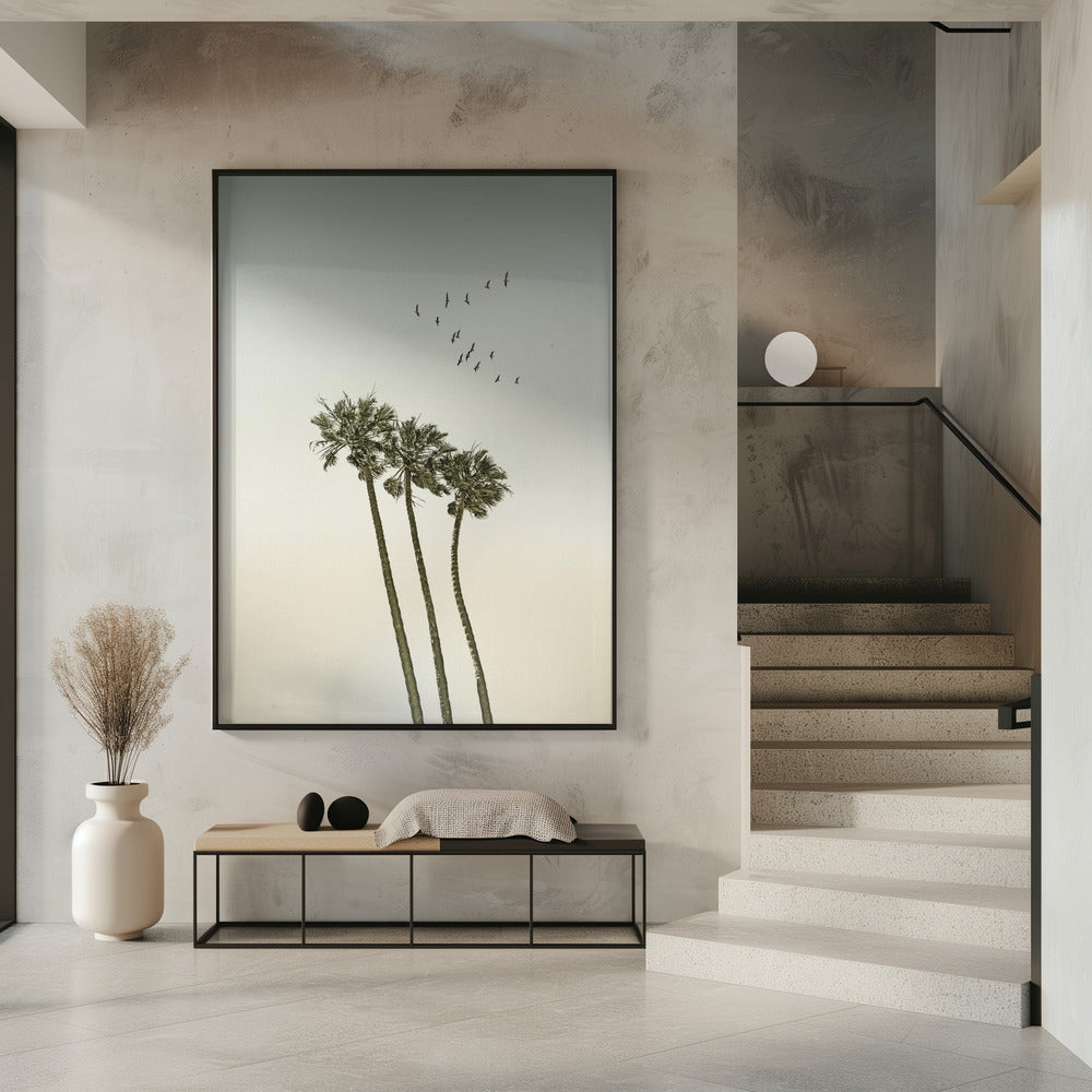 Vintage minimalist palm trees &amp; sunset | Poster