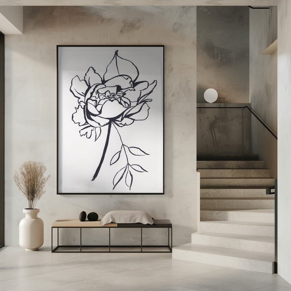 Black and White Peony Small | Poster