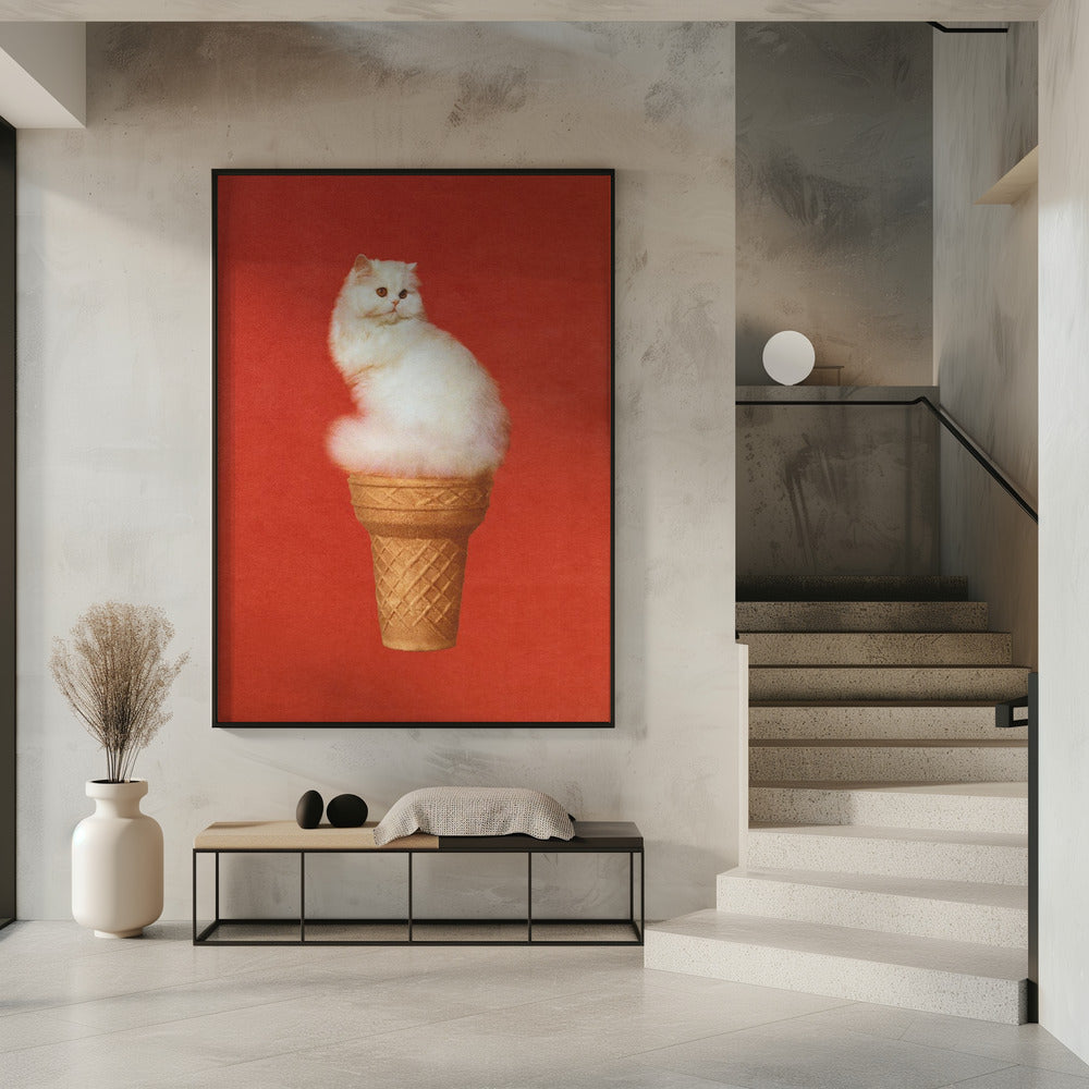 Cat Ice Cream Red | Poster