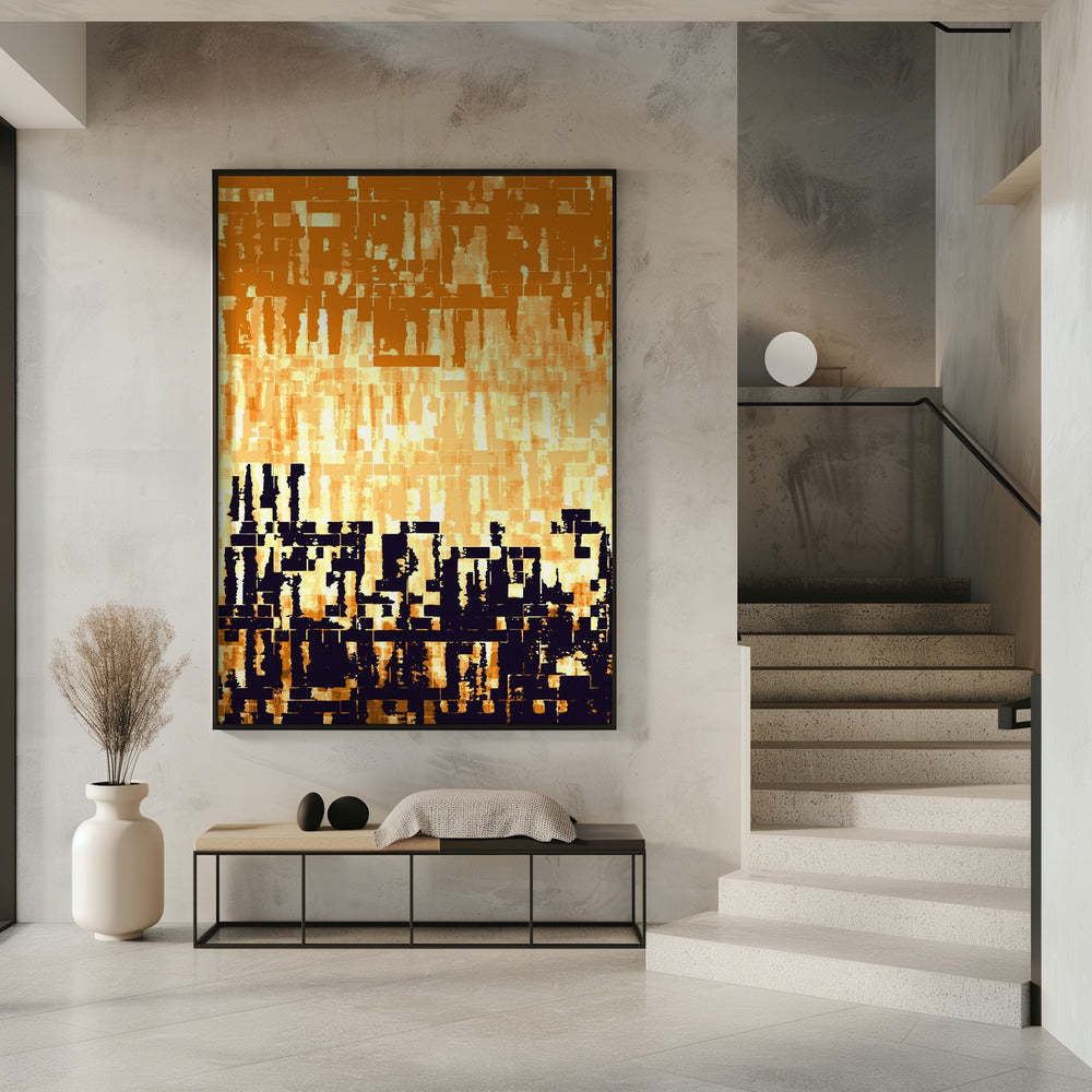 Orange and Black Color Palette with Pixelated Textures | Poster