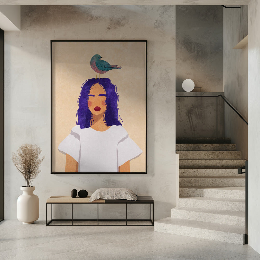 Girl with bird | Poster